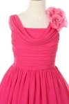 fuschia Chiffon Cowl Neck Girl Dress